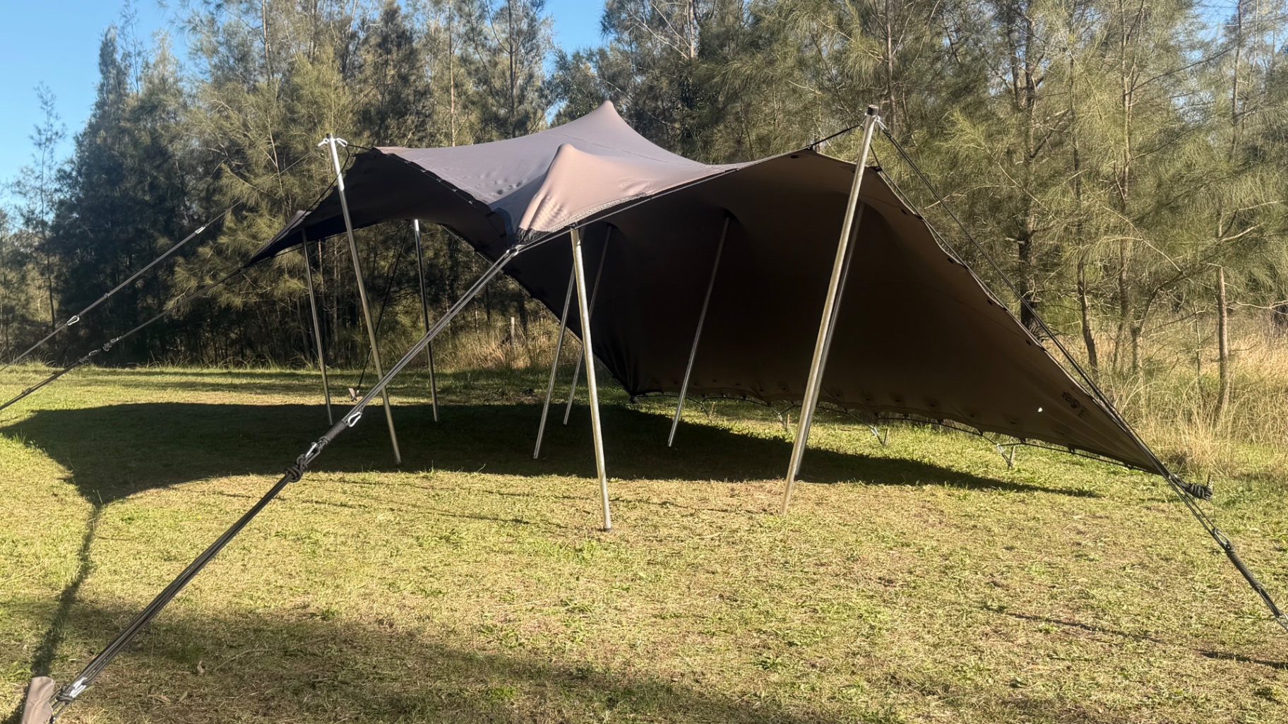 Cream stretch tent set up for a wedding reception in the Hunter Valley